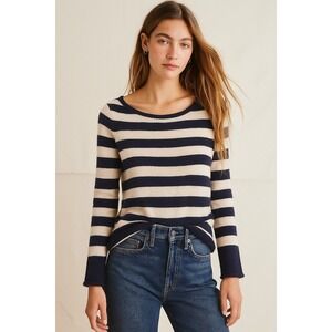 Athleta Sweater Striped Sz XS 100% Cashmere Blue Nautical Preppy French